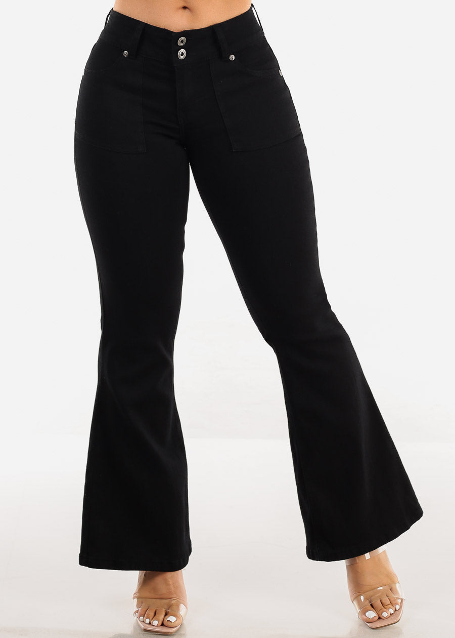 Mid Rise Black Flared Bootcut Jeans