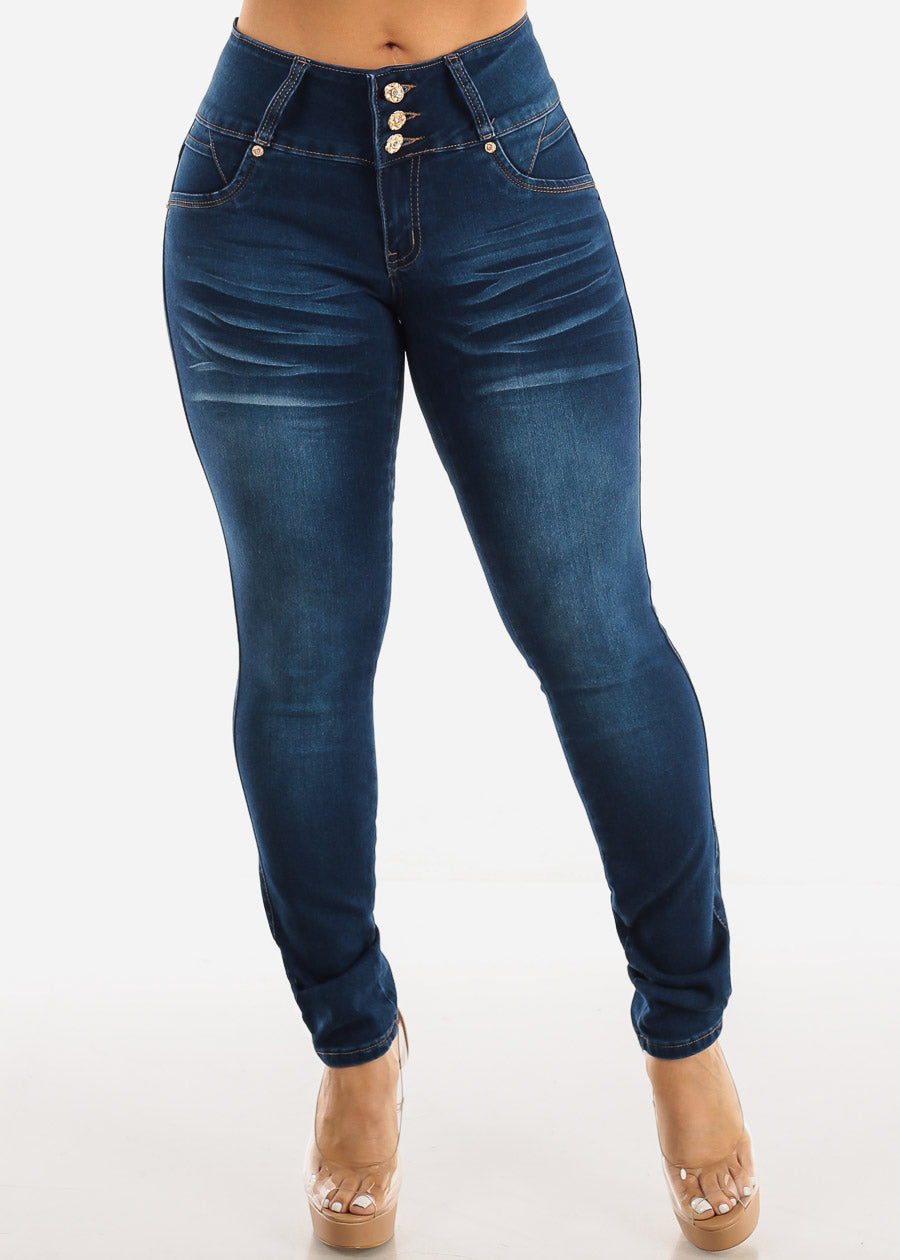 MX JEANS Levantacola Dark Blue Skinny Jeans w Pocket Design