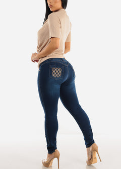 MX JEANS Levantacola Dark Blue Skinny Jeans w Pocket Design