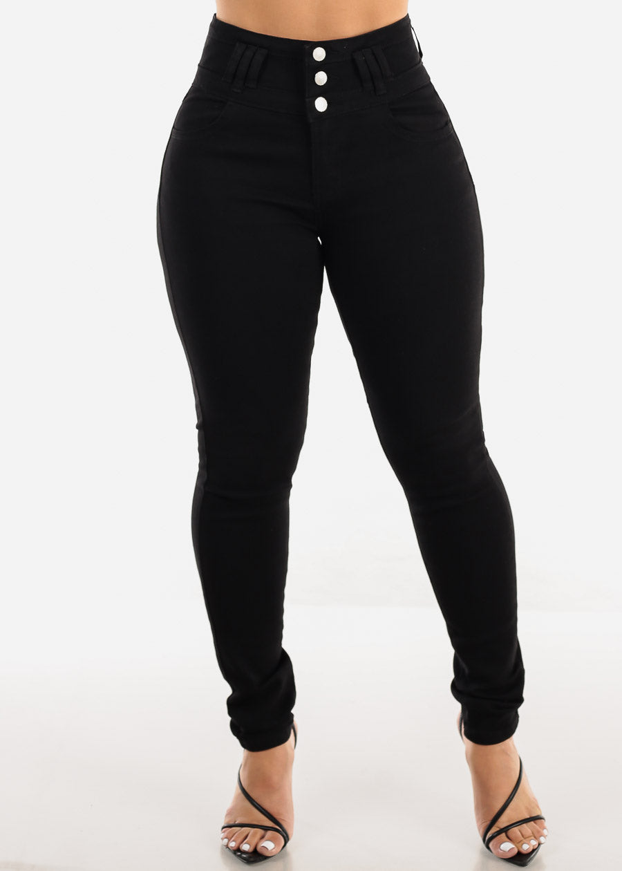 Super High Waist Black Butt Lift Skinny Jeans