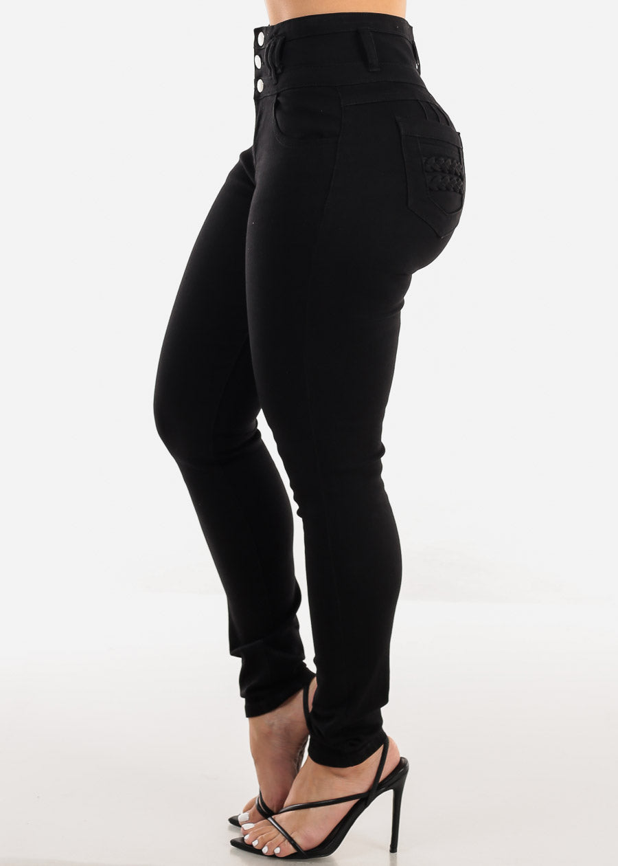 Super High Waist Black Butt Lift Skinny Jeans