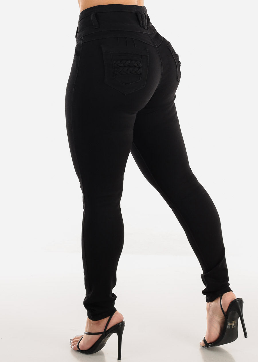 Super High Waist Black Butt Lift Skinny Jeans