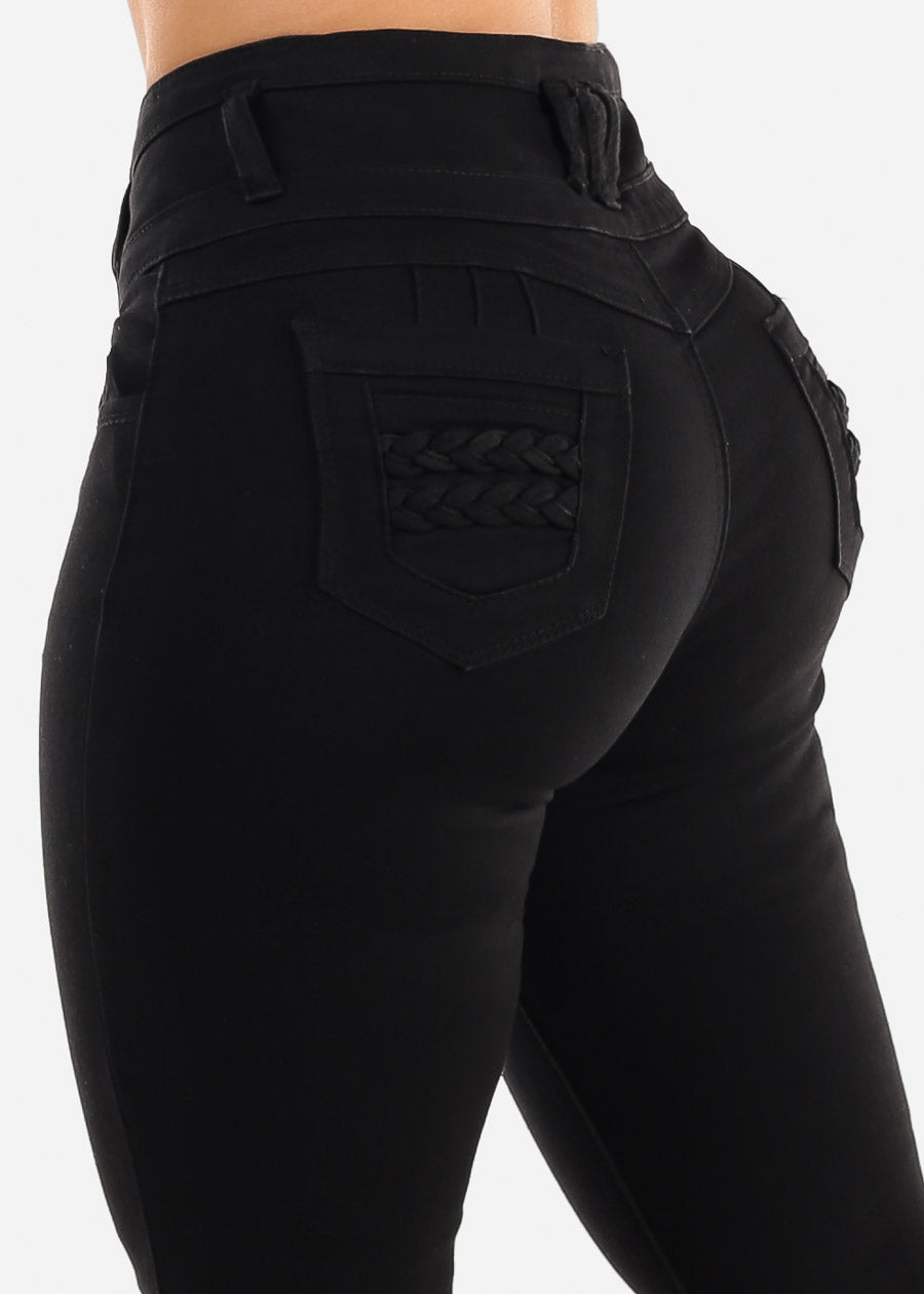 Super High Waist Black Butt Lift Skinny Jeans