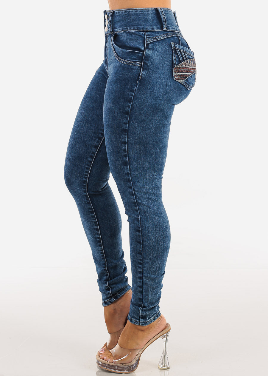 Levantacola High Waist Stretch Skinny Jeans Dark Acid Wash