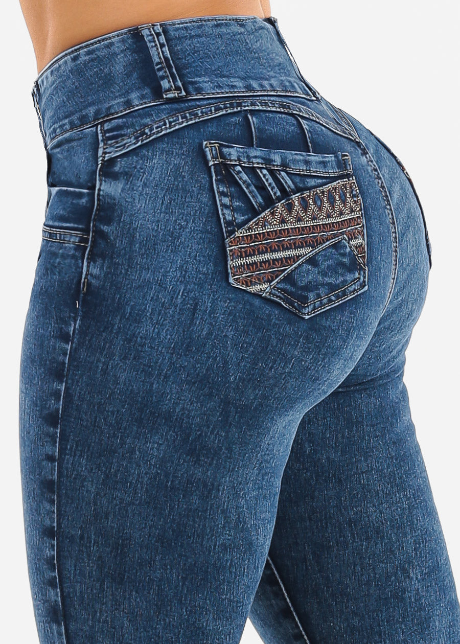 Levantacola High Waist Stretch Skinny Jeans Dark Acid Wash