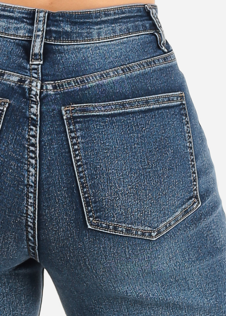 Super High Waisted Stretch Wide Leg Jeans Dark Wash