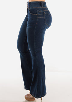 Butt Lifting High Waisted Flared Jeans Dark Wash