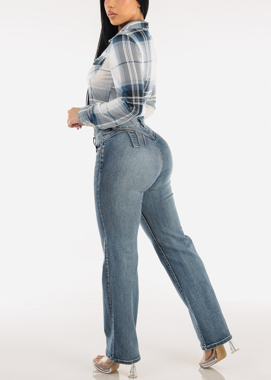 Butt Lift High Waist Stretch Bootcut Jeans Sand Wash