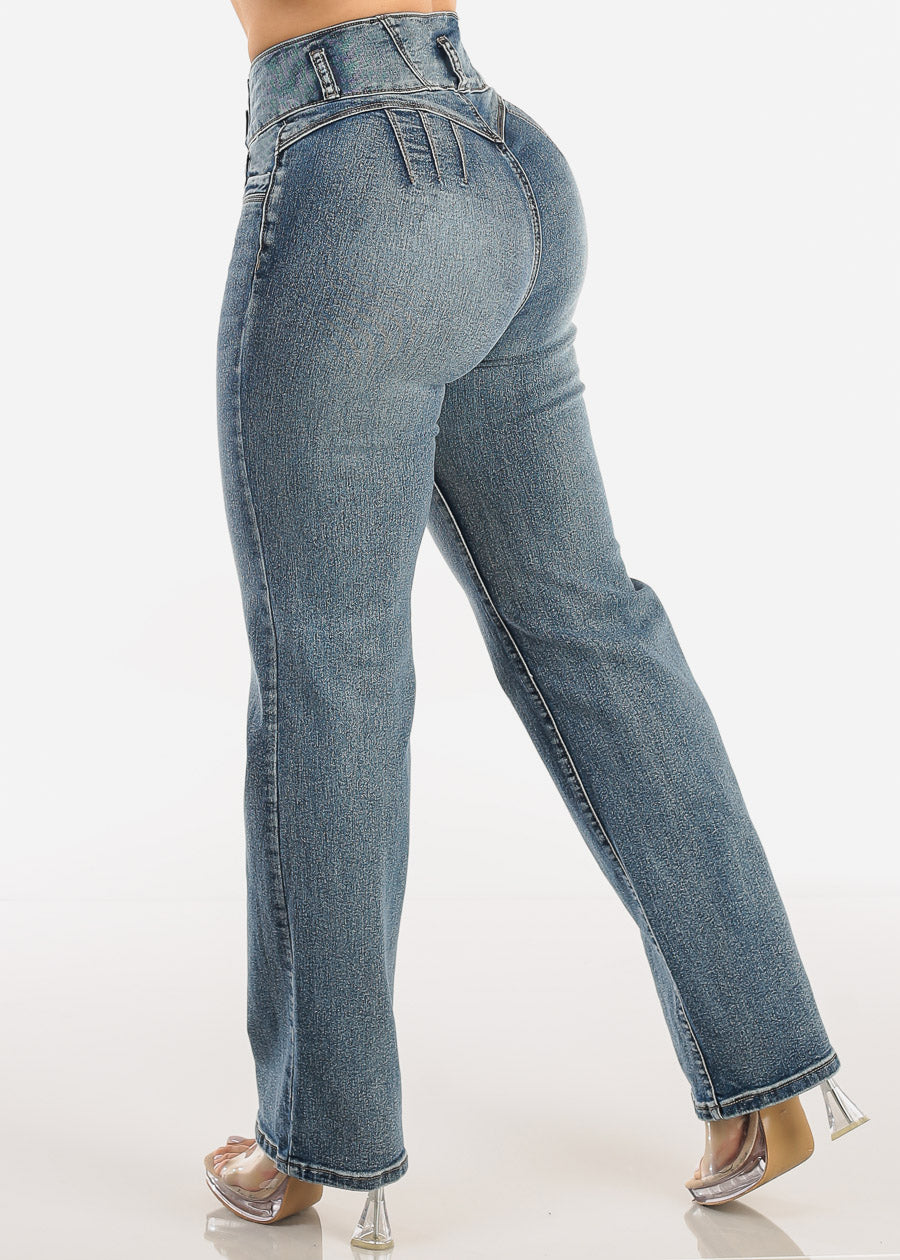 Butt Lift High Waist Stretch Bootcut Jeans Sand Wash