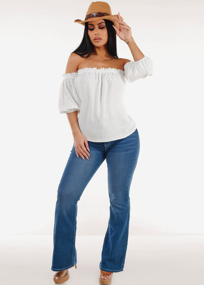 High Waisted Stretch Bootcut Jeans Indigo