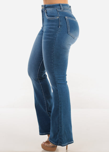 High Waisted Stretch Bootcut Jeans Indigo