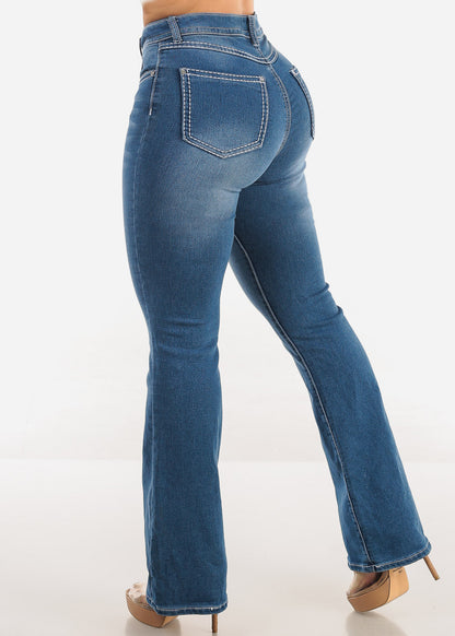 High Waisted Stretch Bootcut Jeans Indigo