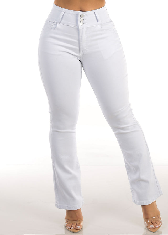 Butt Lift White Stretch High Waist Bootcut jeans