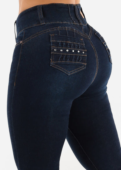 Butt Lift Mid Rise Stretch Bootcut Jeans Dark Wash