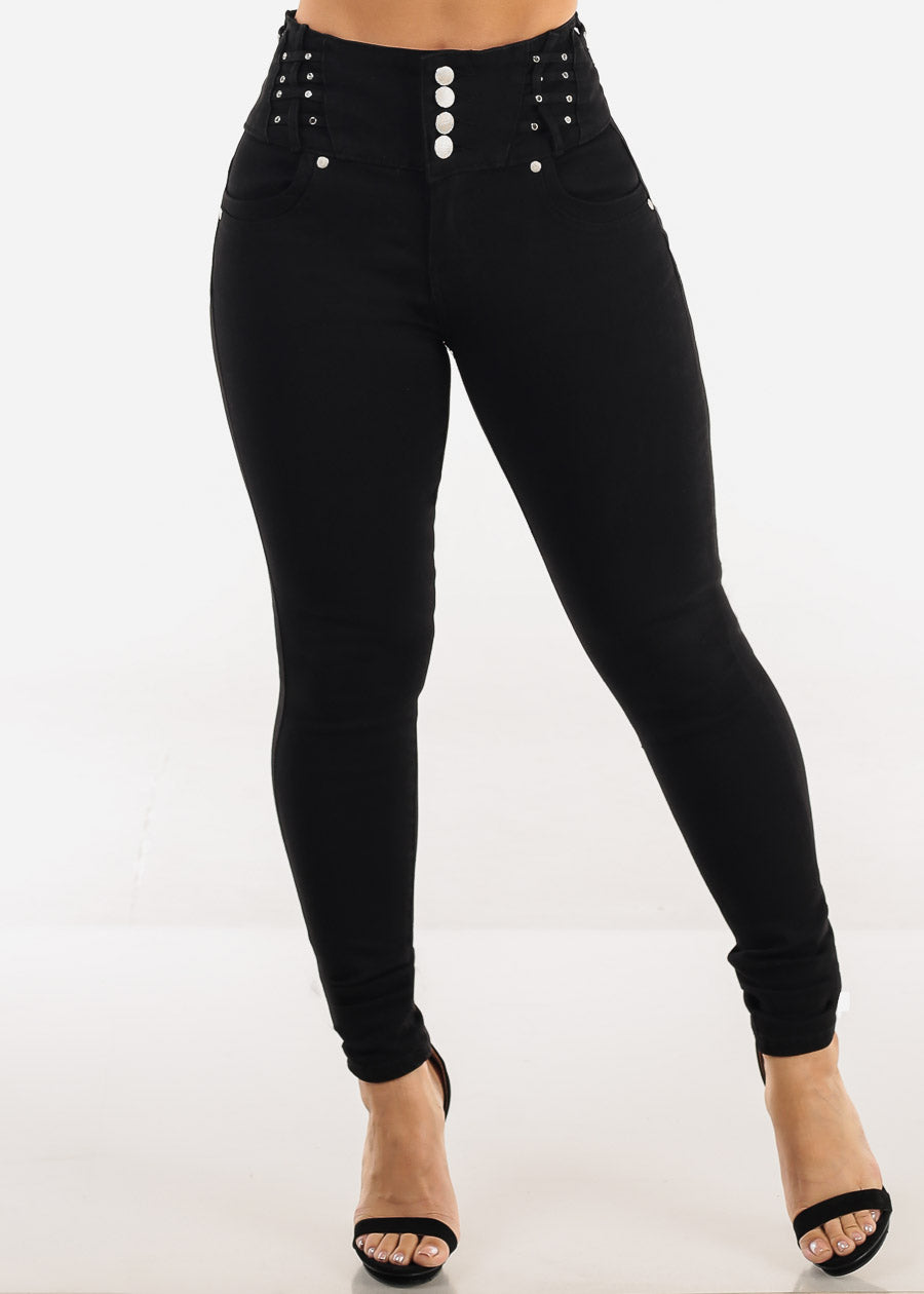 Butt Lift High Waist Black Stretch Skinny Jeans