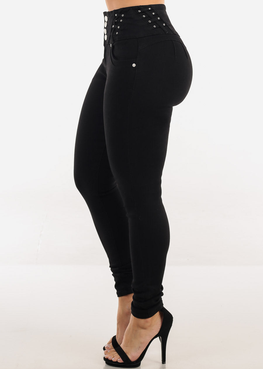 Butt Lift High Waist Black Stretch Skinny Jeans