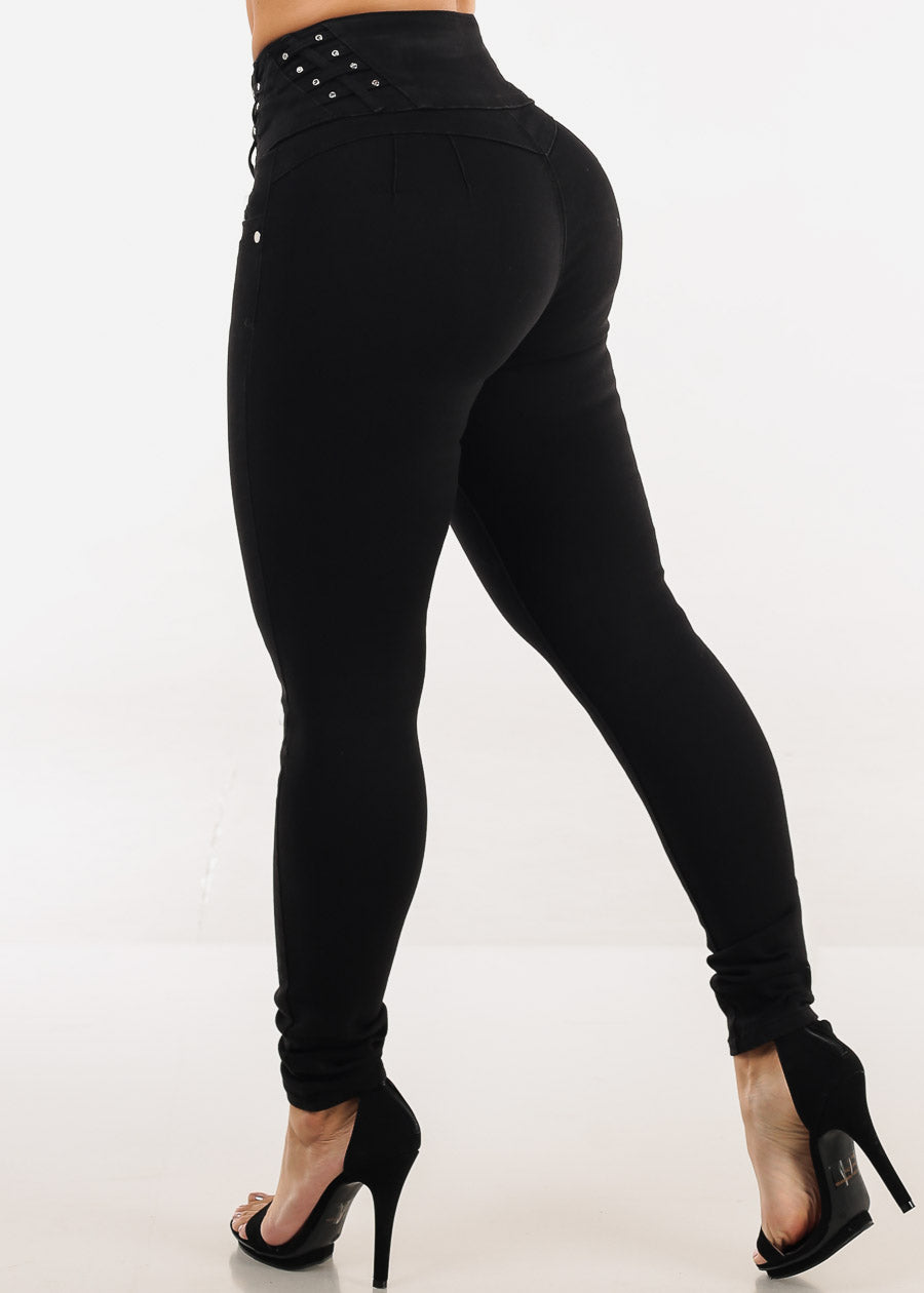 Butt Lift High Waist Black Stretch Skinny Jeans