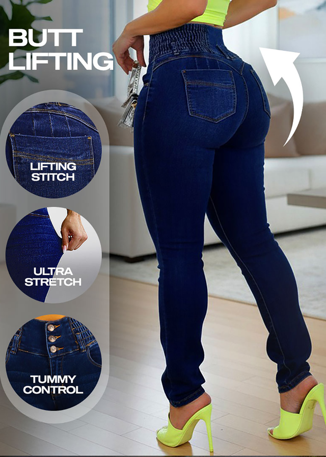 MX JEANS Spandex Waist Butt Lift Dark Wash Skinny Jeans