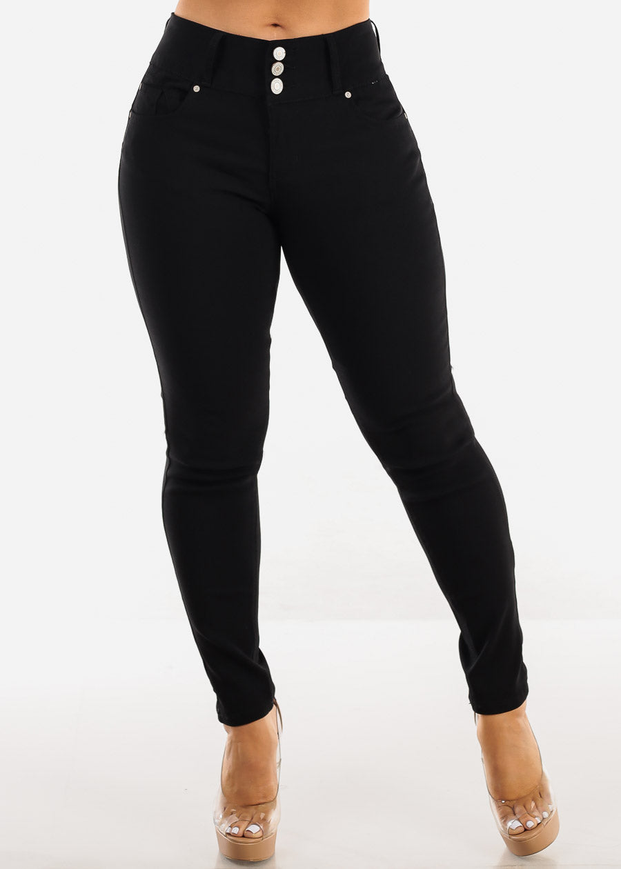 Black Butt Lift Mid Rise Hyper Stretch Skinny Pants