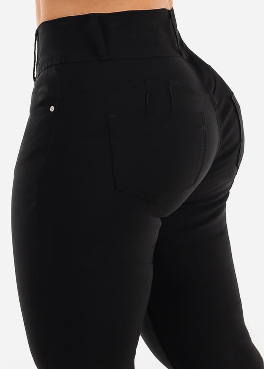 Black Butt Lift Mid Rise Hyper Stretch Skinny Pants