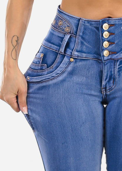 MX JEANS High Waisted Butt Lifting 4 Button Skinny Jeans