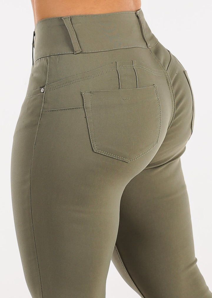 Leather Look Flared Butt Lift Pants