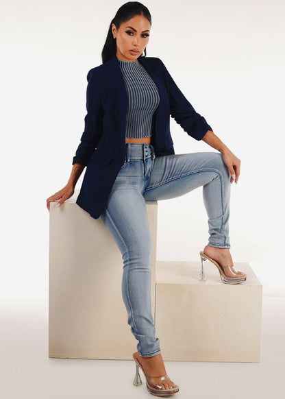 Butt Lift Mid Rise Acid Wash Stretch Skinny Jeans