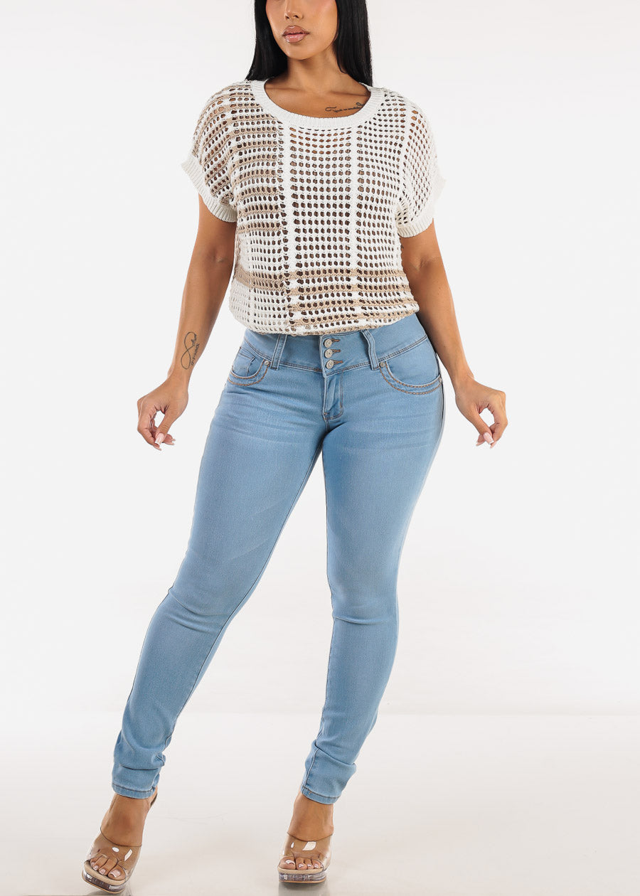 Butt Lift Low Rise Stretch Light Skinny Jeans