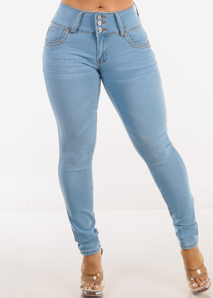 Butt Lift Low Rise Stretch Light Skinny Jeans