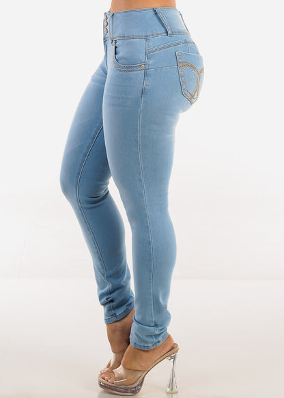 Butt Lift Low Rise Stretch Light Skinny Jeans