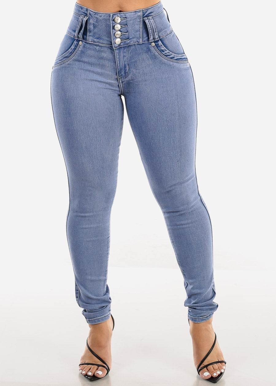 Butt Lift High Waisted Skinny Jeans Light Blue