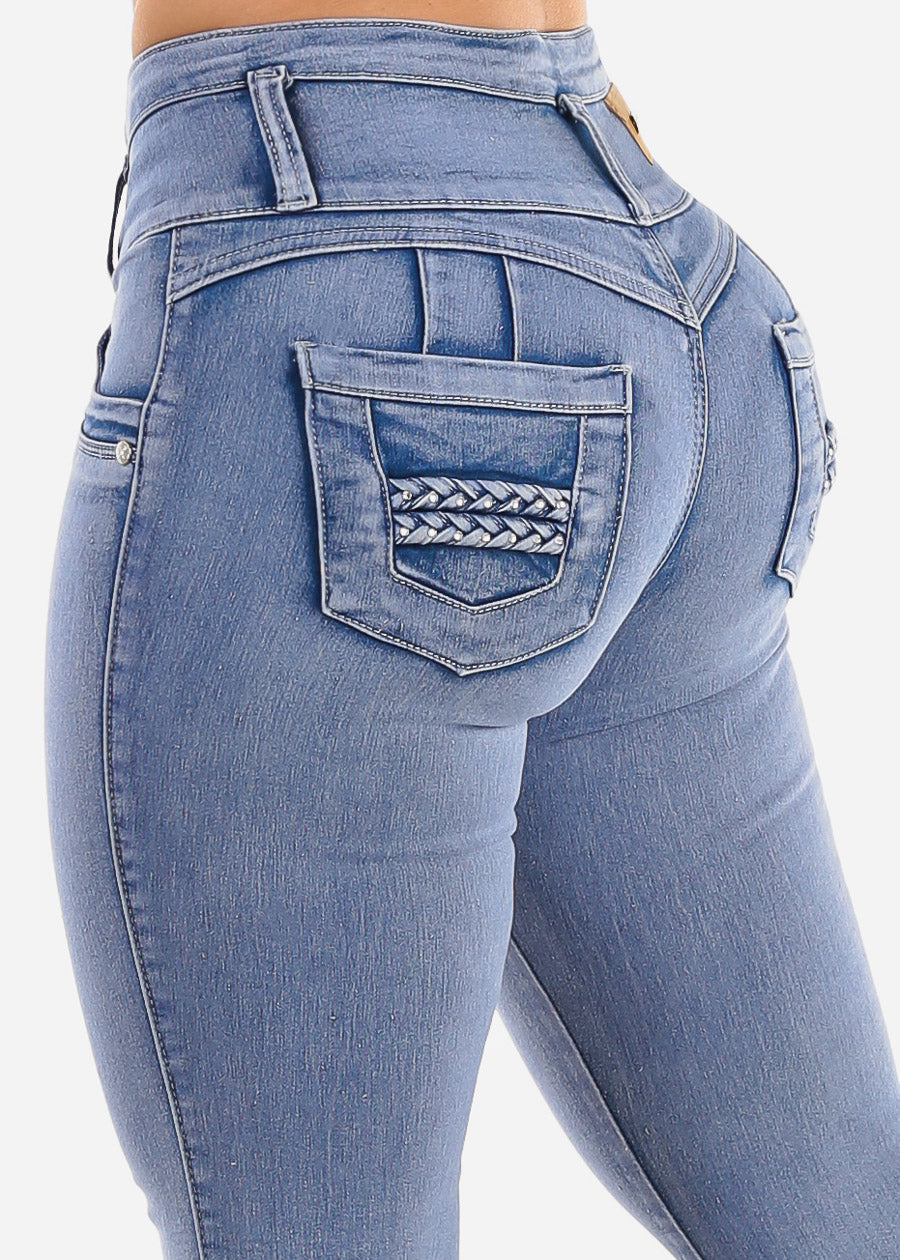 Butt Lift High Waisted Skinny Jeans Light Blue