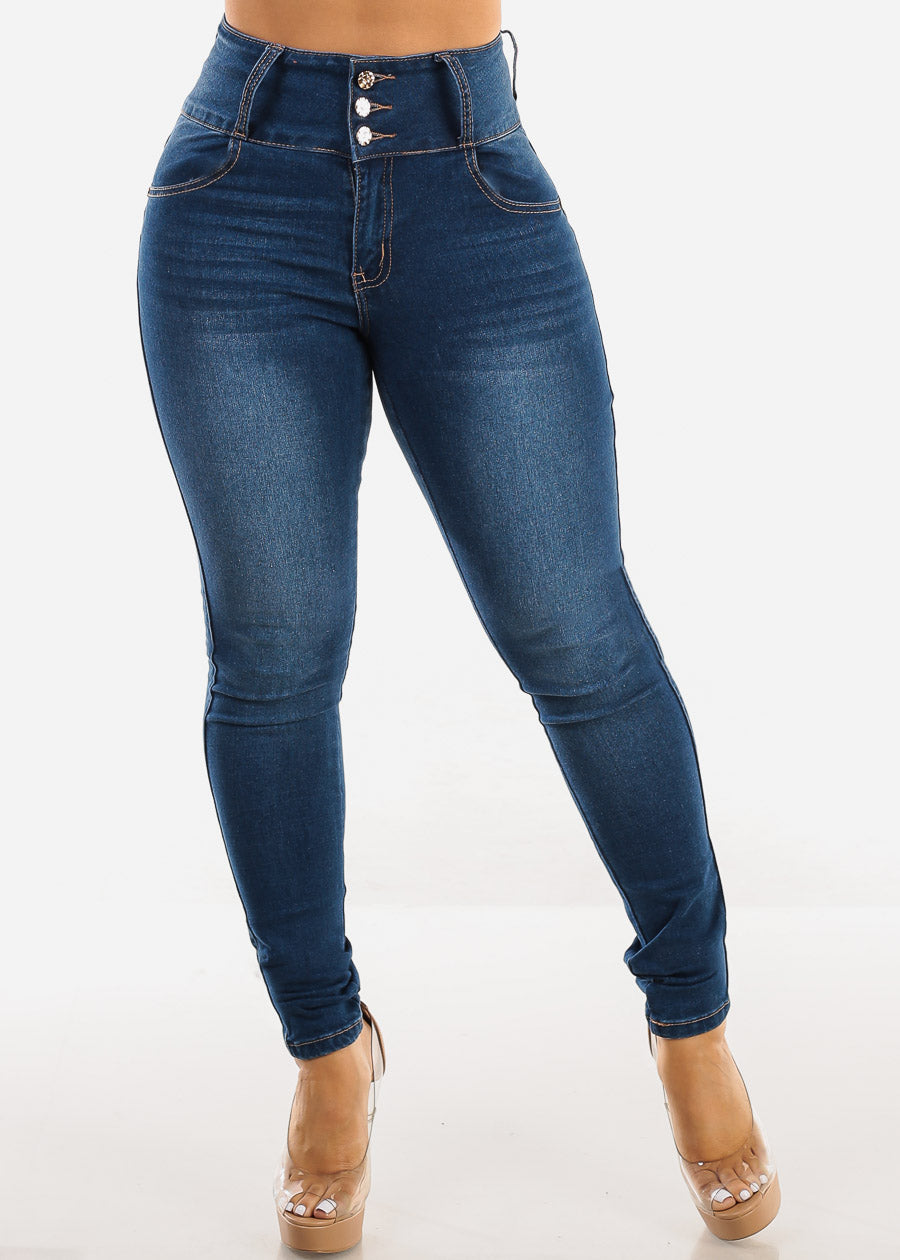 Super High Waist Levantacola Dark Skinny Jeans