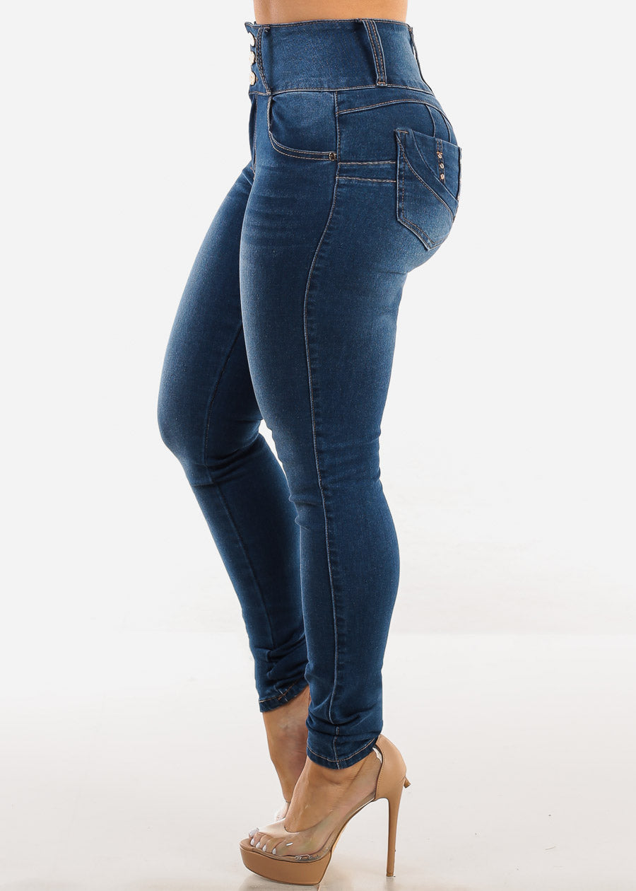 Super High Waist Levantacola Dark Skinny Jeans