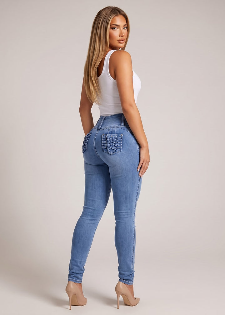 MX JEANS Levanta Cola Blue Skinny Jeans