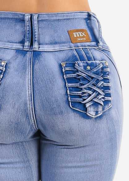 MX JEANS Levanta Cola Blue Skinny Jeans