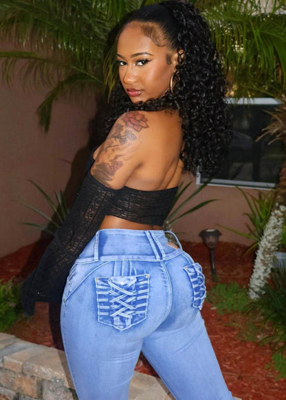 MX JEANS Levanta Cola Blue Skinny Jeans