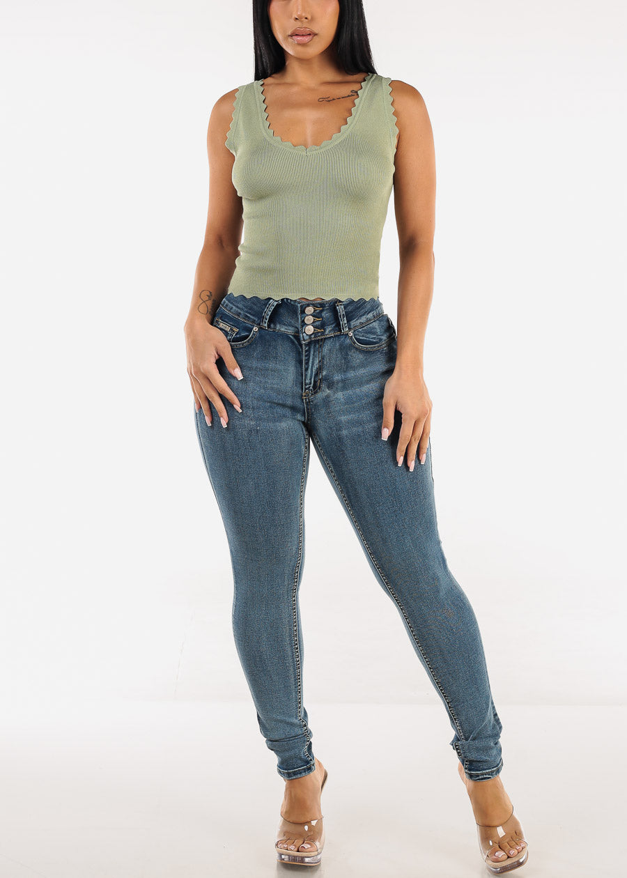 Butt Lift High Waist Stretch Skinny Jeans Dark Acid Wash