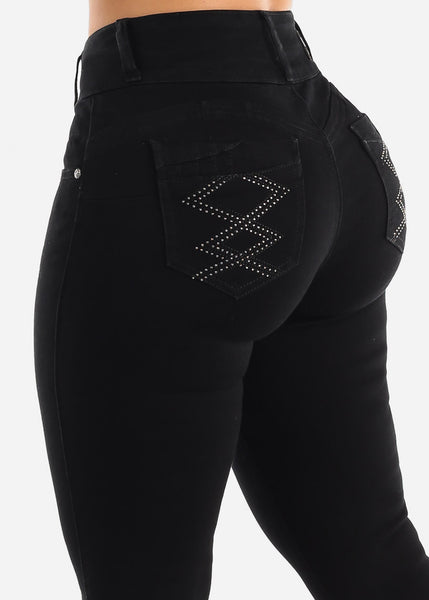 MX JEANS Black Mid Rise Butt Lifting Skinny Jeans – Moda Xpress