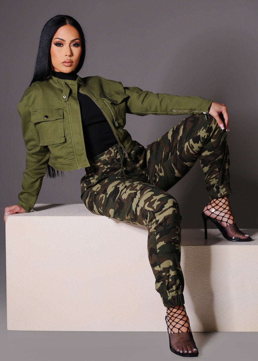 Drawstring Waist Hyper Stretch Camo Cargo Jogger Pants