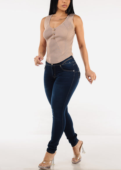 Butt Lift High Waist Dark Wash Skinny Jeans