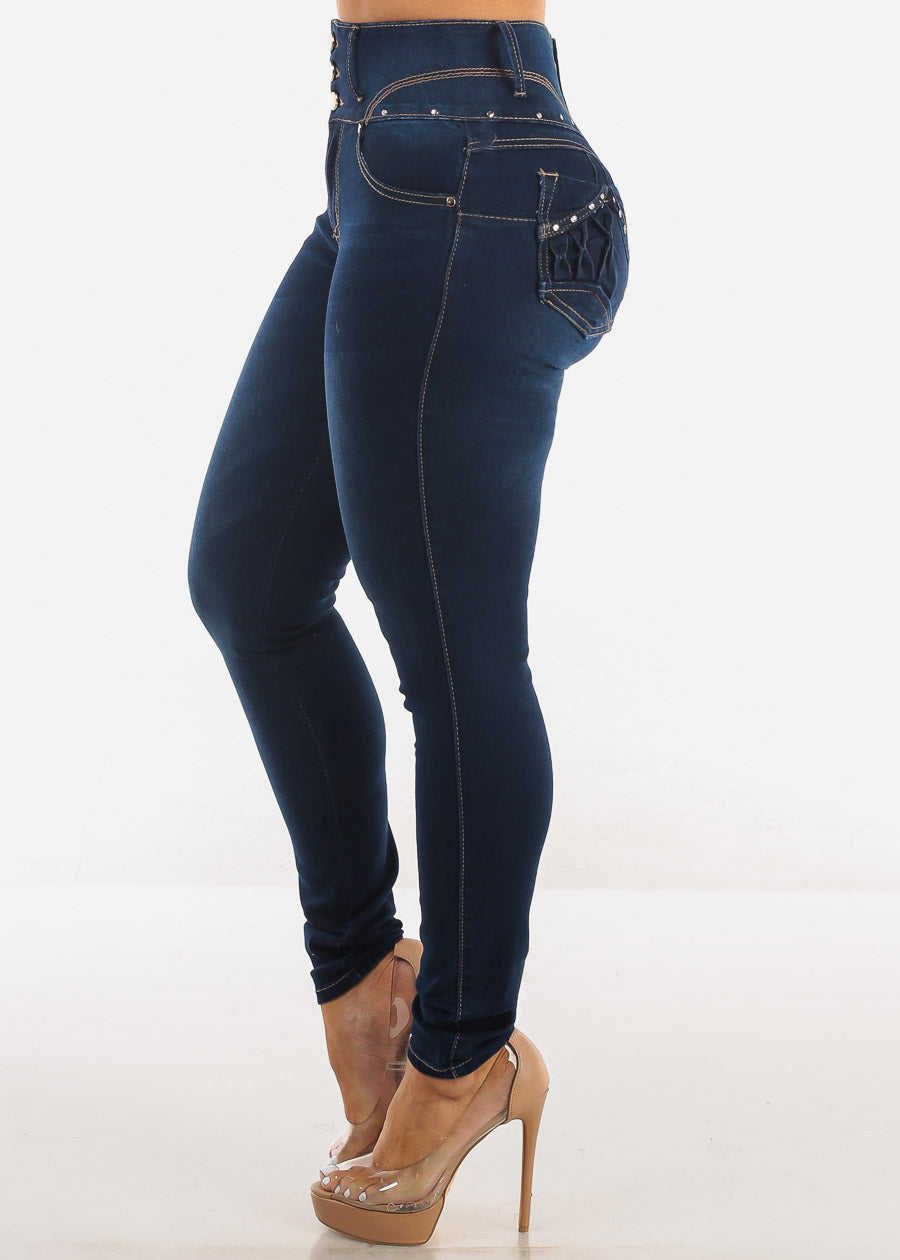 Butt Lift High Waist Dark Wash Skinny Jeans