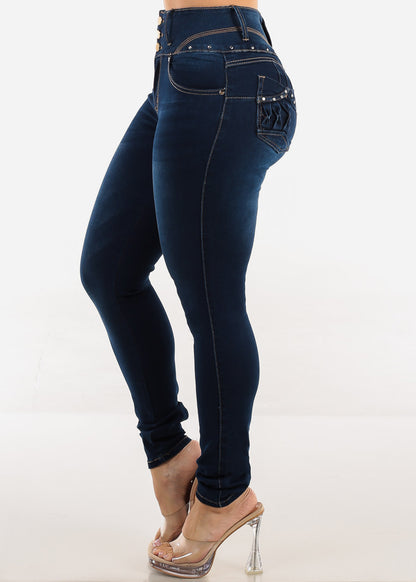 Butt Lift High Waist Dark Wash Skinny Jeans