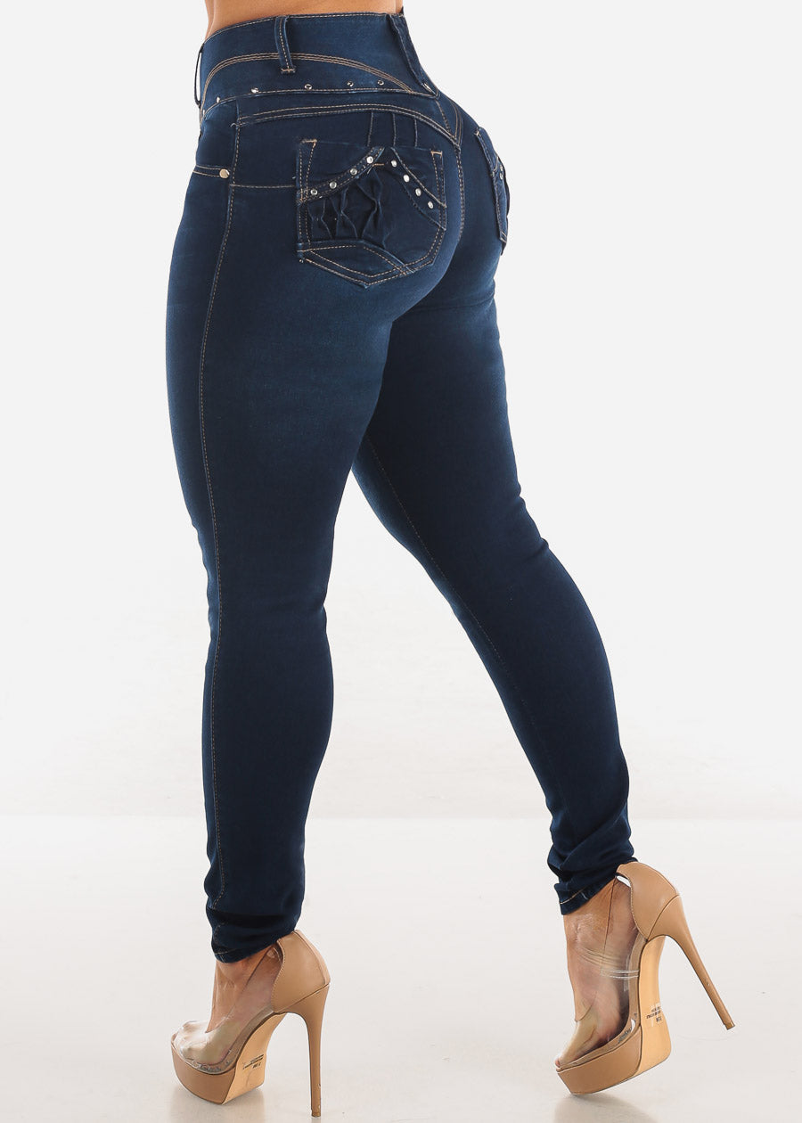 Butt Lift High Waist Dark Wash Skinny Jeans