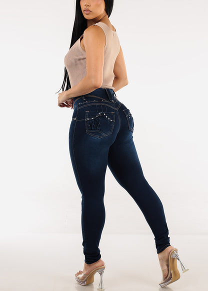 Butt Lift High Waist Dark Wash Skinny Jeans
