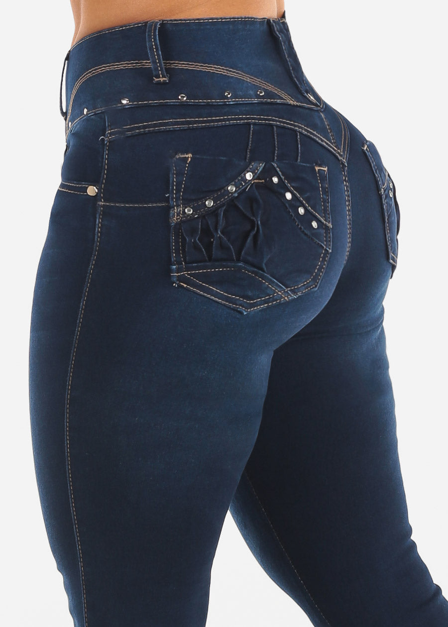 Butt Lift High Waist Dark Wash Skinny Jeans