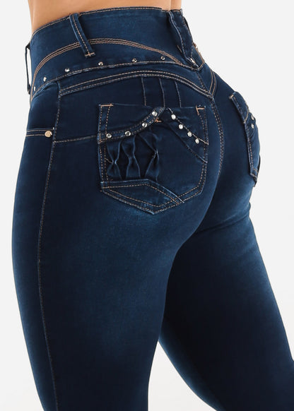 Butt Lift High Waist Dark Wash Skinny Jeans
