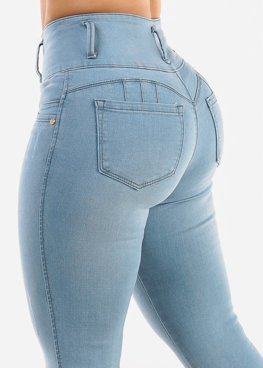 High Waisted Levantacola Light Skinny Jeans