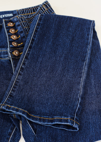 MX JEANS Butt Lift 5 Button Spandex Waist Bootcut Jeans Dark Wash