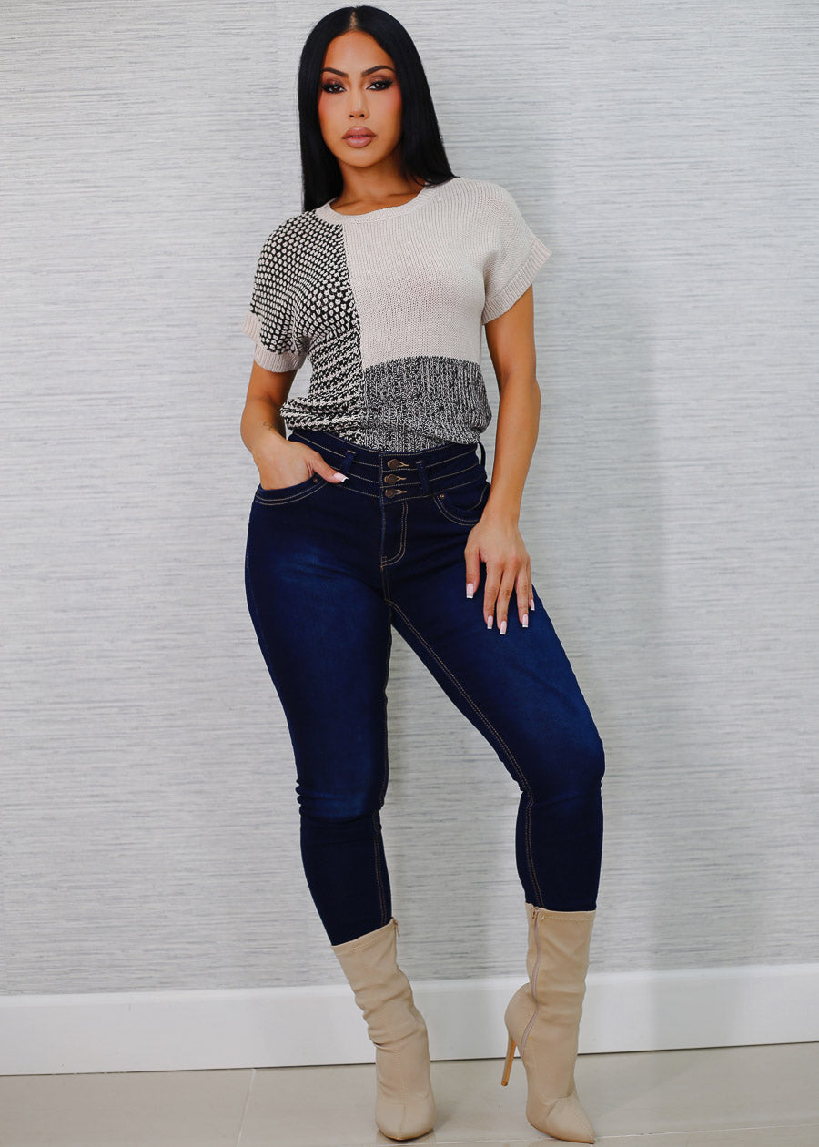 Butt Lift Mid Rise Stretch Skinny Jeans Dark Wash